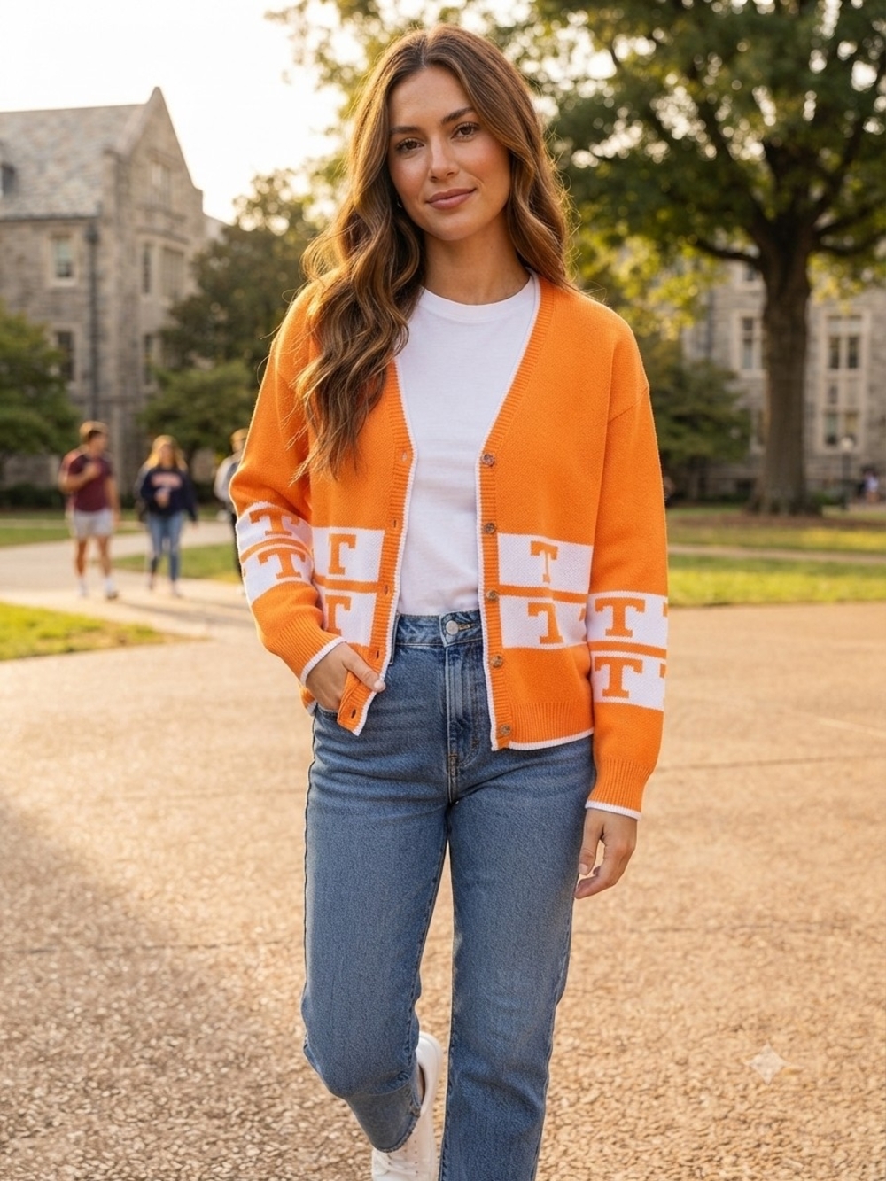 Vintage Tennessee Vols Cardigan 2XL Joe College Sports Orange White T Logo
